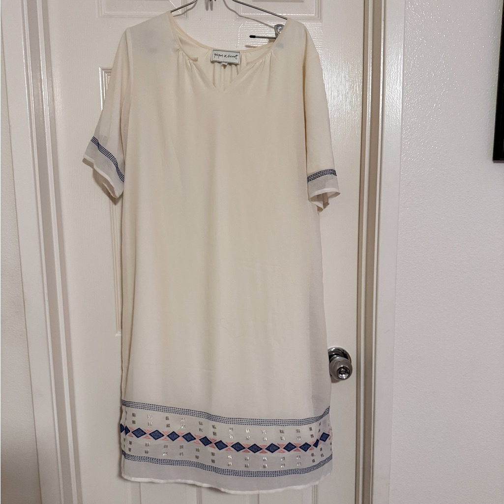 Piper & Scoot Ivory Lined Embroidered Dress